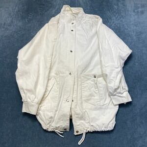 Vintage Pacer Utility Jacket Womens Small White Drawcord Hem Snap Front Outdoor